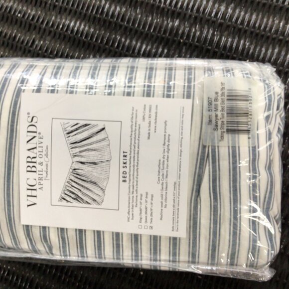 VHC Brands Twin Ticking Stripe Bed Skirt - Picture 2 of 5